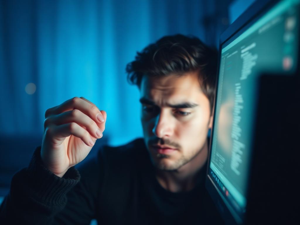 Person suffering from eye strain and blurry vision
