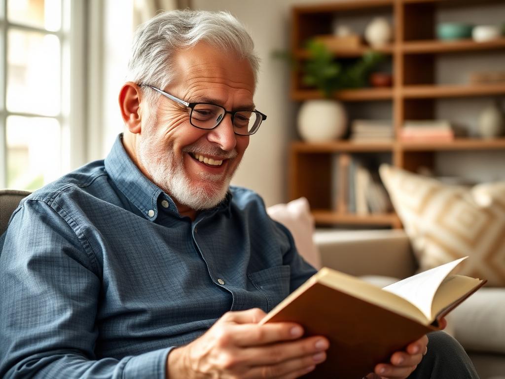 Happy senior reading clearly with sharp vision
